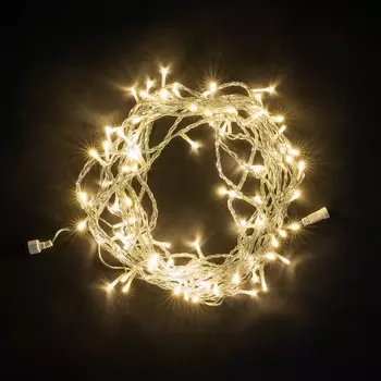 Гирлянда Нить 10м Тепло-Белая 24В, LED, Провод Прозрачный ПВХ, IP54 Laitcom Нити (на ёлку) PST100-10-1WW