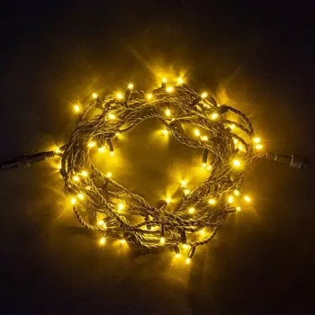 Гирлянда Нить 10м Желтая 24В, LED, Провод Черный Каучук, IP65 Laitcom Нити (на ёлку) LL75-1-1Y