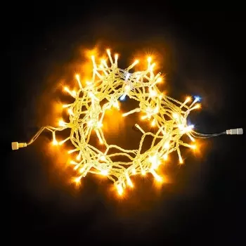 Гирлянда Нить 10м Желтая с Мерцанием Белого Диода 24В, LED, Провод Прозрачный ПВХ, IP54 Laitcom Нити (на ёлку) PST100BLW-10-1Y