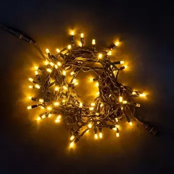 Гирлянда Нить 10м Желтая с Мерцанием Каждого Диода 220В, LED, Провод Черный Каучук, IP65 Laitcom Нити (на ёлку) LL75ABL-1-2Y