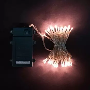 Гирлянда Нить на Батарейках с Таймером 5м Хани-Голд, LED, Провод Прозрачный Силикон, IP65 Laitcom Нити (на ёлку) EST50-4W10-8HG