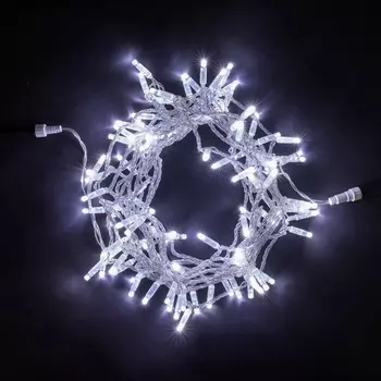 Гирлянда Нить с Колпачком 10м Белая Мерцанием Белого Диода 220В, LED, Провод Прозрачный ПВХ, IP65 Laitcom Нити (на ёлку) PST100BLWCAP-10-2W