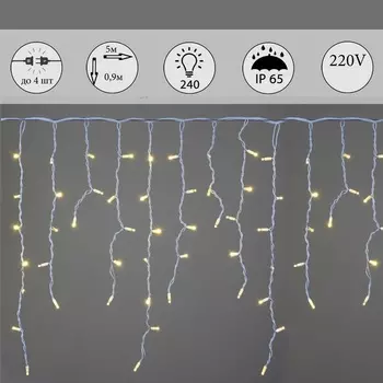 Гирлянда светодиодная Бахрома 5х0,9м 240LED IP65 Sneha A-517 WW
