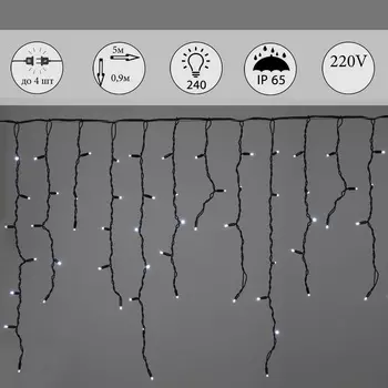 Гирлянда светодиодная Бахрома 5х0,9м 240LED IP65 Sneha A-518 W