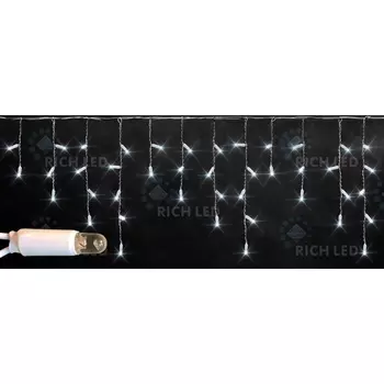 Гирлянда светодиодная Бахрома белая 220B, LED, провод прозрачный, IP65 Rich LED RL-i3*0.5-CT/W
