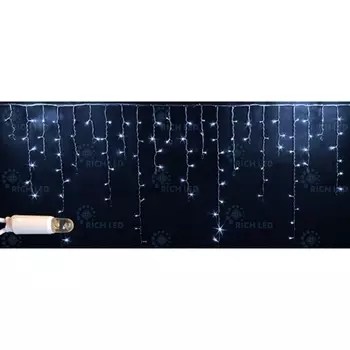 Гирлянда светодиодная Бахрома белая 220B, LED, провод черный, IP65 Rich LED RL-i3*0.9-RB/WW