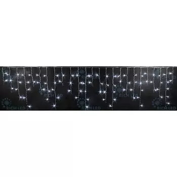 Гирлянда светодиодная Бахрома белая с мерцанием 220B, LED, провод прозрачный, IP54 Rich LED RL-i3*0.5F-T/W