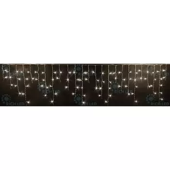Гирлянда светодиодная Бахрома белая с мерцанием 220B, LED, провод черный, IP65 Rich LED RL-i3*0.5F-RB/WW