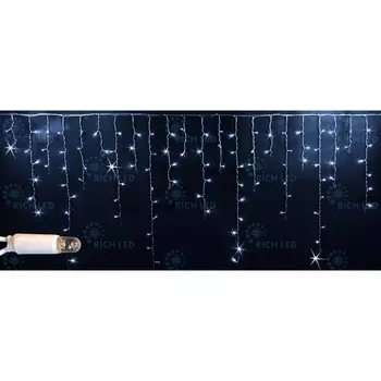 Гирлянда светодиодная Бахрома белая с мерцанием 220B, LED, провод белый, IP65 Rich LED RL-i3*0.9F-CW/W