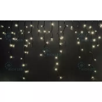 Гирлянда светодиодная Бахрома белая с мерцанием 220B, LED, провод черный, IP54 Rich LED RL-i3*0.9F-B/WW