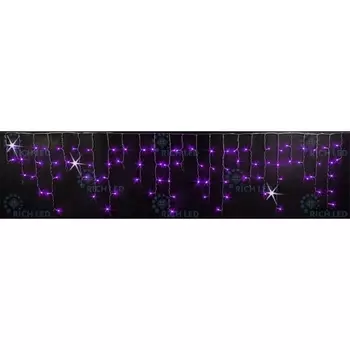 Гирлянда светодиодная Бахрома фиолетовая с мерцанием 220B, LED, провод прозрачный, IP54 Rich LED RL-i3*0.5F-T/V