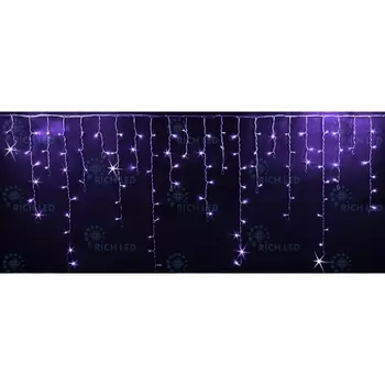 Гирлянда светодиодная Бахрома фиолетовая с мерцанием 220B, LED, провод прозрачный, IP54 Rich LED RL-i3*0.9F-T/V