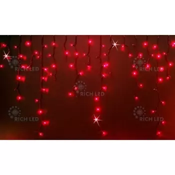 Гирлянда светодиодная Бахрома красная с мерцанием 220B, LED, провод черный, IP54 Rich LED RL-i3*0.9F-B/R