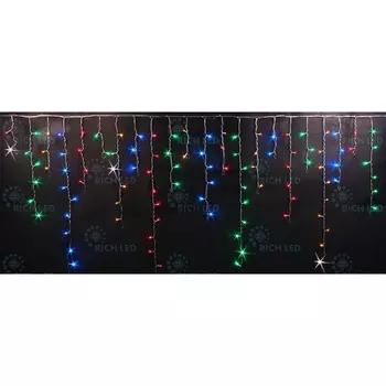 Гирлянда светодиодная Бахрома разноцветная с мерцанием 220B, LED, провод прозрачный, IP54 Rich LED RL-i3*0.9F-T/M