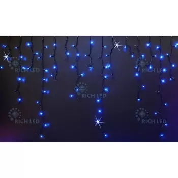 Гирлянда светодиодная Бахрома синяя с мерцанием 220B, LED, провод черный, IP54 Rich LED RL-i3*0.9F-B/B