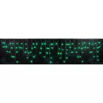 Гирлянда светодиодная Бахрома зеленая 220B, LED, провод прозрачный, IP54 Rich LED RL-i3*0.5-T/G