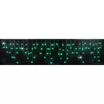 Гирлянда светодиодная Бахрома зеленая с мерцанием 220B, LED, провод прозрачный, IP54 Rich LED RL-i3*0.5F-T/G