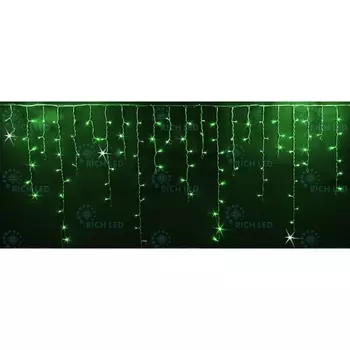 Гирлянда светодиодная Бахрома зеленая с мерцанием 220B, LED, провод прозрачный, IP54 Rich LED RL-i3*0.9F-T/G
