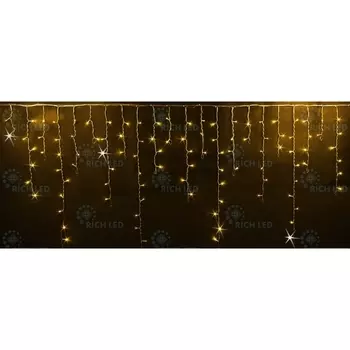 Гирлянда светодиодная Бахрома желтая с мерцанием 220B, LED, провод прозрачный, IP54 Rich LED RL-i3*0.9F-T/Y