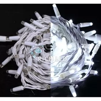Гирлянда светодиодная белая постоянного свечения 220B, LED, провод белый, IP65 Rich LED RL-S10C-220V-C2W/W