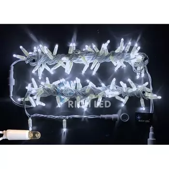 Гирлянда светодиодная белая постоянного свечения 220B, LED, провод белый, IP65 Rich LED RL-S10C-220V-CW/W