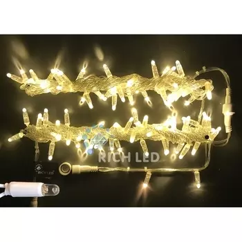 Гирлянда светодиодная белая постоянного свечения 220B, LED, провод прозрачный, IP65 Rich LED RL-S10C-220V-CT/WW