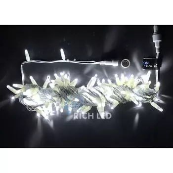 Гирлянда светодиодная белая постоянного свечения 24B, LED, провод прозрачный, IP65 Rich LED RL-S10C-24V-CT/W