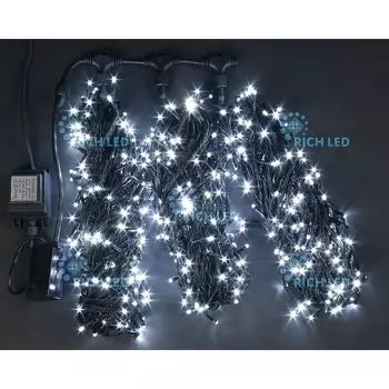 Гирлянда светодиодная белая режимов свечения 24B, LED, провод черный, IP54 Rich LED RL-T3*20N2-B/W