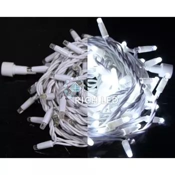 Гирлянда светодиодная белая с мерцанием 220B, LED, провод белый, IP65 Rich LED RL-S10CF-220V-RW/W