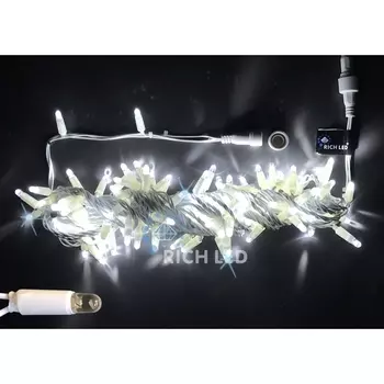 Гирлянда светодиодная белая с мерцанием 24B, LED, провод прозрачный, IP65 Rich LED RL-S10CF-24V-CT/W