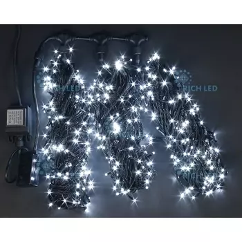 Гирлянда светодиодная белая с мерцанием 24B, LED, провод черный, IP54 Rich LED RL-S3*20F-B/W
