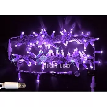Гирлянда светодиодная фиолетовая с мерцанием 220B, LED, провод белый, IP65 Rich LED RL-S10CF-220V-CW/V