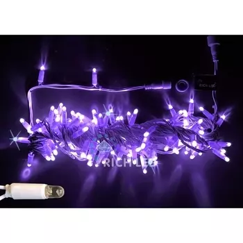 Гирлянда светодиодная фиолетовая с мерцанием 24B, LED, провод прозрачный, IP65 Rich LED RL-S10CF-24V-CT/V