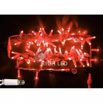 Гирлянда светодиодная красная постоянного свечения 220B, LED, провод белый, IP65 Rich LED RL-S10C-220V-CW/R