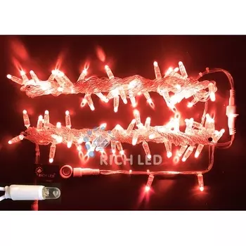 Гирлянда светодиодная красная постоянного свечения 220B, LED, провод прозрачный, IP65 Rich LED RL-S10C-220V-CT/R