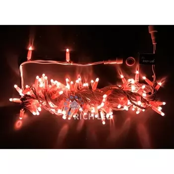 Гирлянда светодиодная красная постоянного свечения 24B, LED, провод белый, IP65 Rich LED RL-S10C-24V-CW/R