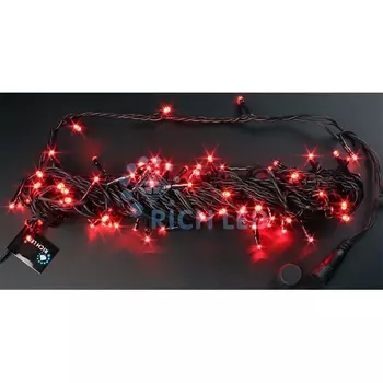 Гирлянда светодиодная красная постоянного свечения 24B, LED, провод черный, IP54 Rich LED RL-S10C-24V-B/R