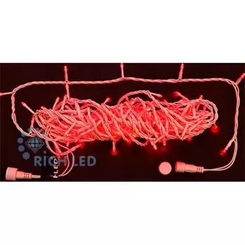Гирлянда светодиодная красная постоянного свечения 24B, LED, провод белый, IP54 Rich LED RL-S10C-24V-W/R