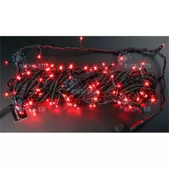 Гирлянда светодиодная красная режимов свечения 220B, LED, провод черный, IP54 Rich LED RL-T20C2-B/R