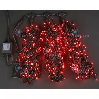 Гирлянда светодиодная красная режимов свечения 24B, LED, провод черный, IP54 Rich LED RL-T3*20N2-B/R