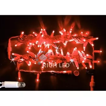 Гирлянда светодиодная красная с мерцанием 220B, LED, провод белый, IP65 Rich LED RL-S10CF-220V-CW/R