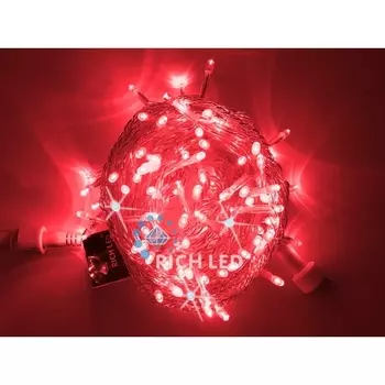 Гирлянда светодиодная красная с мерцанием 24B, LED, провод прозрачный, IP54 Rich LED RL-S10CF-24V-T/R