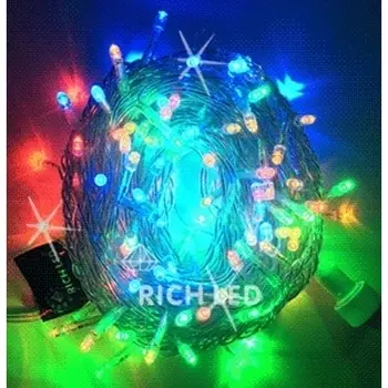 Гирлянда светодиодная разноцветная с мерцанием 220B, LED, провод белый, IP65 Rich LED RL-S10CF-220V-CW/RGP