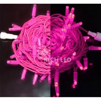 Гирлянда светодиодная розовая постоянного свечения 220B, LED, провод Розовый, IP65 Rich LED RL-S10C-220V-C2P/P