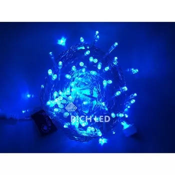 Гирлянда светодиодная синяя постоянного свечения 220B, LED, провод прозрачный, IP54 Rich LED RL-S10C-220V-T/B