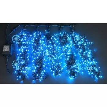 Гирлянда светодиодная синяя постоянного свечения 24B, LED, провод черный, IP54 Rich LED RL-S5*20-B/B