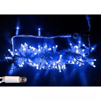 Гирлянда светодиодная синяя с мерцанием 24B, LED, провод белый, IP65 Rich LED RL-S10CF-24V-CW/B