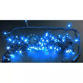 Гирлянда светодиодная синяя с мерцанием 24B, LED, провод черный, IP54 Rich LED RL-S10CF-24V-B/B