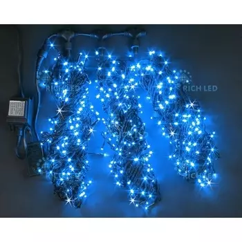 Гирлянда светодиодная синяя с мерцанием 24B, LED, провод черный, IP54 Rich LED RL-S3*20F-B/B