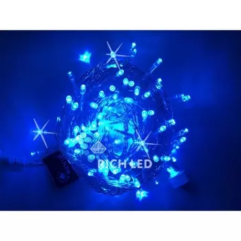 Гирлянда светодиодная синяя с мерцанием 24B, LED, провод прозрачный, IP54 Rich LED RL-S10CF-24V-T/B